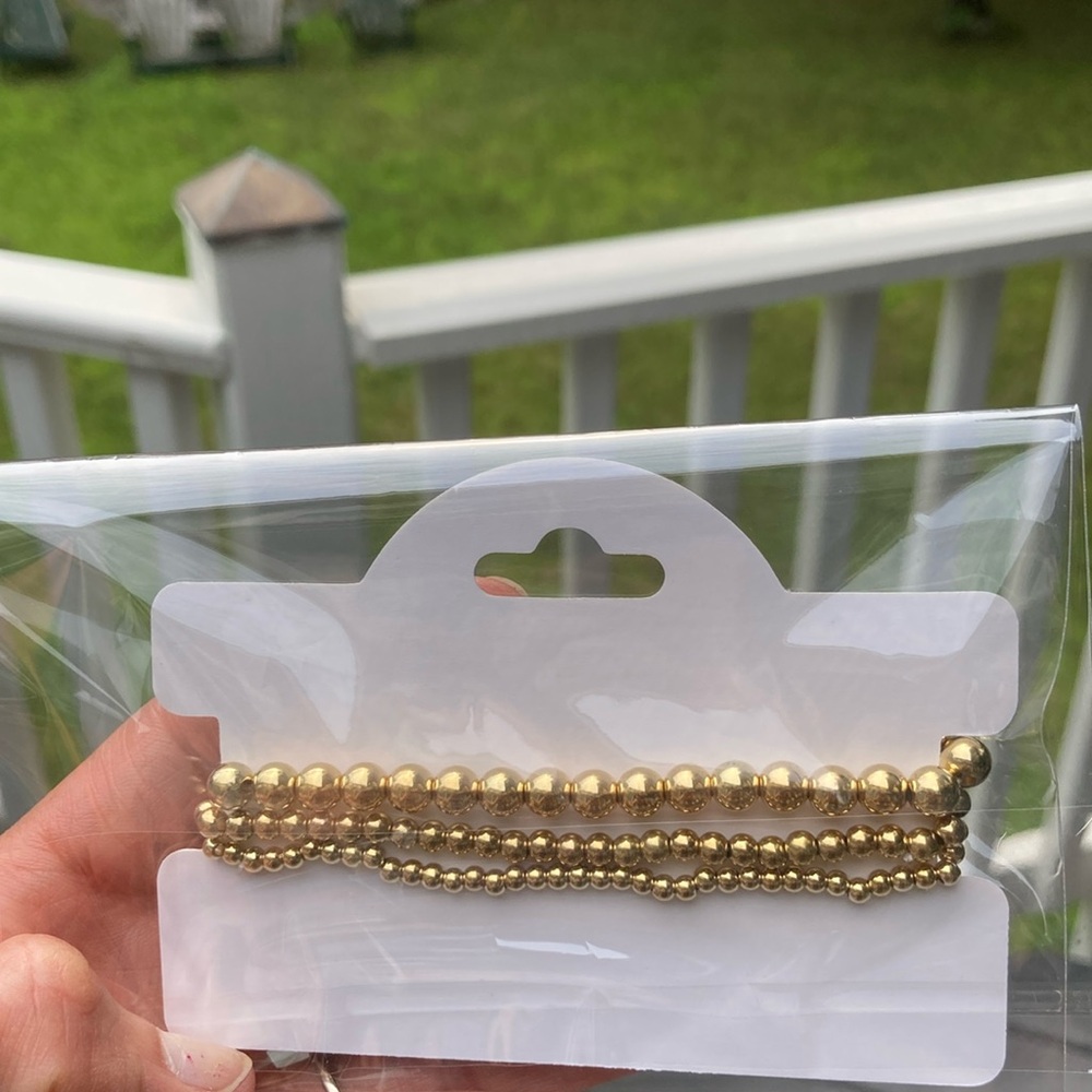 Set of 3 Gold Beaded Stretchy bracelets.  NWT.. handmade.